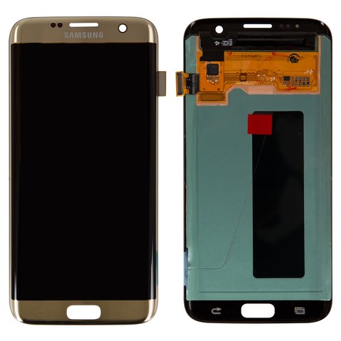 Дисплей для Samsung G935 Galaxy S7 EDGE, золотистий, без рамки, Оригінал переклеєне скло 