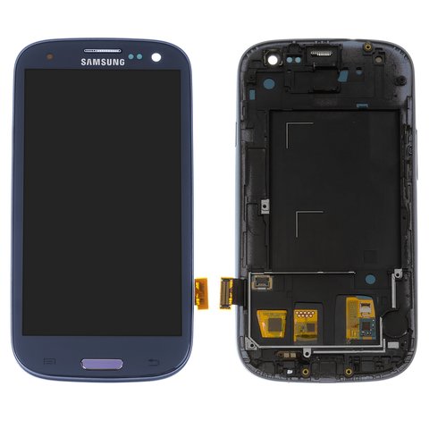 Дисплей для Samsung I9300 Galaxy S3, синий, с регулировкой яркости, с рамкой, Сopy, TFT 
