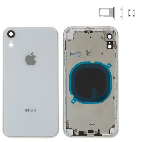 Корпус для iPhone XR, білий, з тримачем SIM карти, з боковими кнопками
