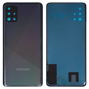 Задняя панель корпуса для Samsung A515F DS Galaxy A51, черная, со стеклом камеры