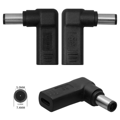 Адаптер для зарядки PD trigger для ноутбуков, 19,5 B, USB тип C, d 7,4 мм, d 5,0 мм, For Dell 