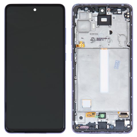Дисплей для Samsung A525 Galaxy A52, A526 Galaxy A52 5G, фіолетовий, з рамкою, Оригінал переклеєне скло 
