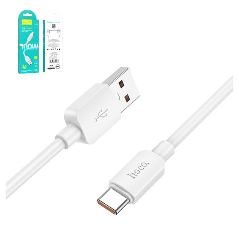 USB кабель Hoco X96, USB тип C, USB тип A, 100 см, 100 Вт, 6 А, белый, #6931474799111