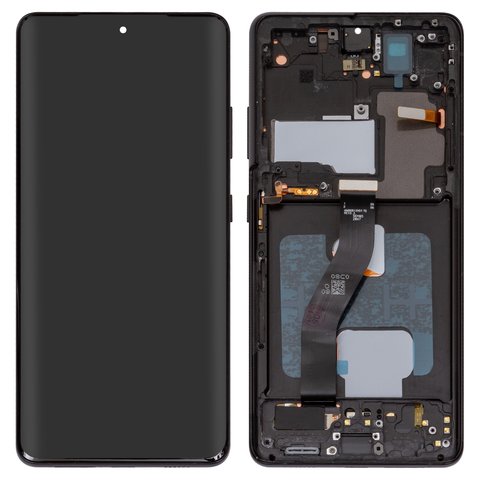 Дисплей для Samsung G998 Galaxy S21 Ultra 5G, чорний, з фронтальною камерою, з рамкою, High Copy, original LCD size, OLED 