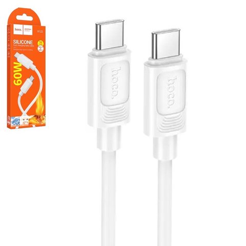 USB кабель Hoco X122, 2xUSB тип C, 100 см, 60 Вт, белый, #6942007662253