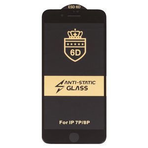 Захисне скло ESD 6D для Apple iPhone 7 Plus, iPhone 8 Plus, сумісне з чохлом, Full Glue, Anti Static, без упаковки , чорний