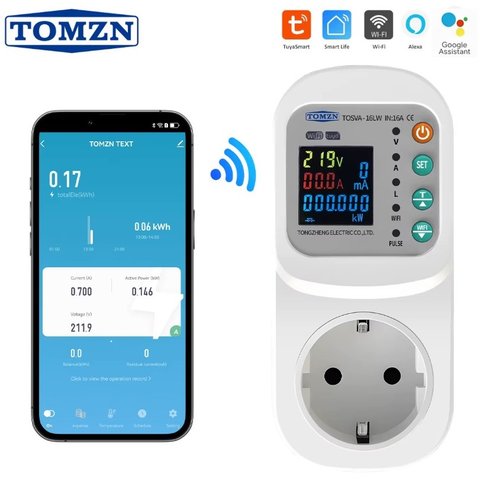 Реле времени TOMZN TOSVA 16LW EU Plug, с WiFi, 220 В, 16A, розетка