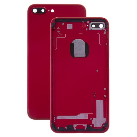Housing compatible with Apple iPhone 7 Plus, red, with SIM card holders, with side buttons 