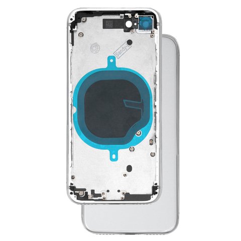 Housing compatible with iPhone 8, white, with SIM card holders, with side buttons 