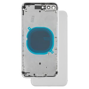 Housing compatible with iPhone 8 Plus, white, with SIM card holders, with side buttons 