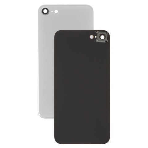 Housing Back Cover compatible with iPhone 8, white, with camera lens, small hole 