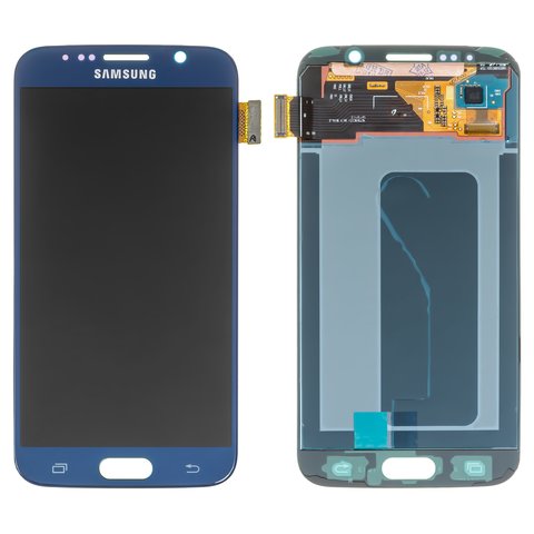 Pantalla LCD puede usarse con Samsung G920 Galaxy S6, azul, sin marco, original vidrio reemplazado 
