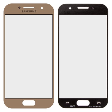 Housing Glass compatible with Samsung A320F Galaxy A3 2017 , A320Y Galaxy A3 2017 , golden 