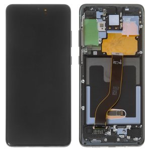 Pantalla LCD puede usarse con Samsung G985 Galaxy S20 Plus, G986 Galaxy S20 Plus 5G, negro, con marco, con cámara frontal, Original PRC , cosmic black