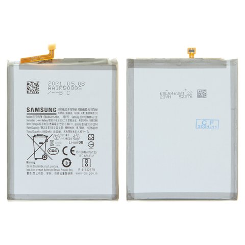 Battery EB BA315ABY compatible with Samsung A225 Galaxy A22, A315F DS Galaxy A31, A325 Galaxy A32, Li ion, 3.86 V, 5000 mAh, Original PRC  