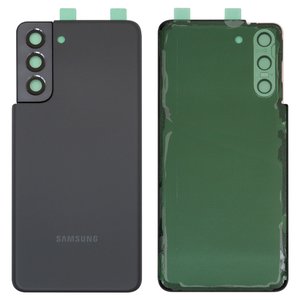 Panel trasero de carcasa puede usarse con Samsung G991 Galaxy S21 5G, gris, con vidrio de cámara