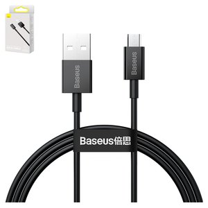 Cable USB Baseus Superior, USB tipo A, micro USB tipo B, 100 cm, 2 A, negro, de silicona, #CAMYS 01