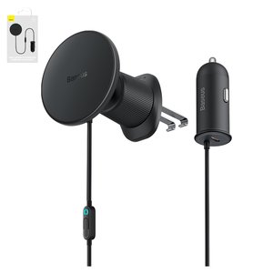 Car Charger Baseus CW01 Magnetic Claw Edition, black, with cable, with button, 40 W, 1 output, 12 24 V  #C40141000111 00