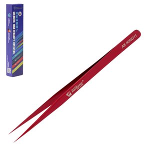 Mounting Tweezers Mechanic AK KING11, straight, 140 mm, red 