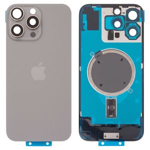 Housing Back Cover compatible with iPhone 16 Pro Max, gray, with camera lens, Original PRC , natural titanium 