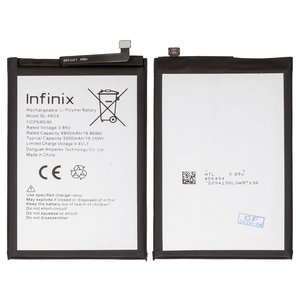Battery BL 49GX compatible with Infinix Hot 11s, Hot 12 Pro X668C , Note 10 X693 , Note 11i, Note 11S X698 , Note 7 X690 , ZERO X Neo, Li Polymer, 3.85 V, 5000 mAh, Original PRC  