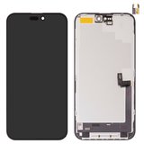 Pantalla LCD puede usarse con iPhone 16 Plus, negro, con marco, HC, sin microchip, (AMOLED), DD-OLED soft