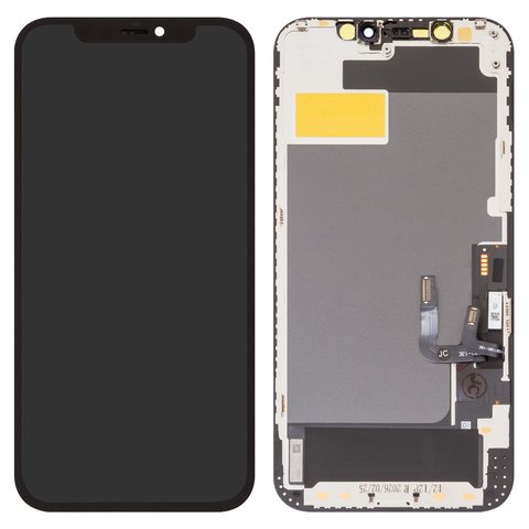 LCD JCID compatible with iPhone 12, iPhone 12 Pro, black, with frame, HC, without error, OLED  hard, diagnosable 