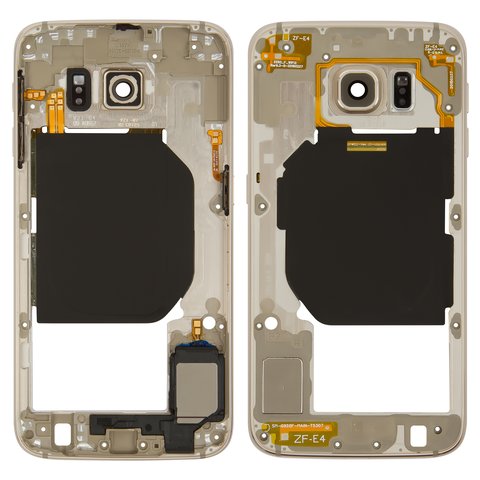 Housing Middle Part compatible with Samsung G920FD Galaxy S6 Duos, golden 