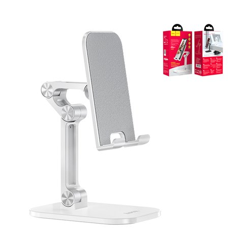 Holder Hoco PH34, white, portable, folded, desktop, plastic #6931474734136