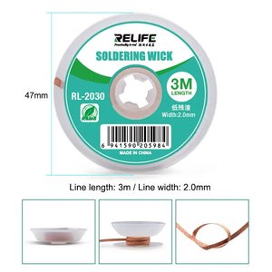 Malla para desoldar RELIFE RL 2030, Ancho  2.0 mm, d 3 m