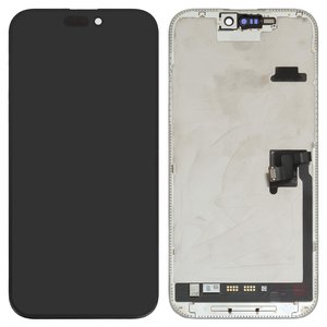 Pantalla LCD puede usarse con iPhone 16 Pro Max, negro, con marco, vidrio reemplazado