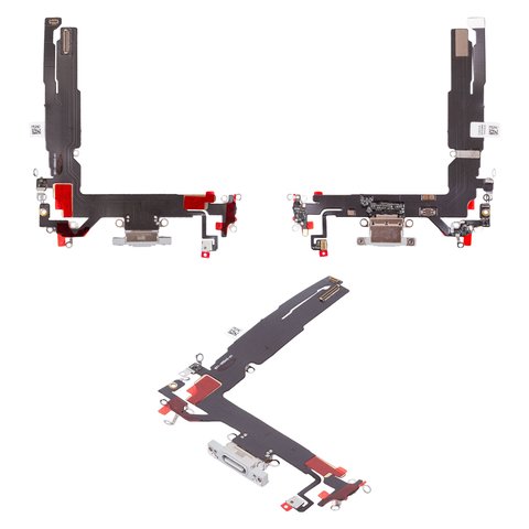 Шлейф для iPhone 16, коннектора зарядки, белый, с микрофоном, HC