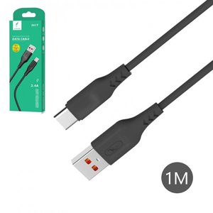 USB кабель SkyDolphin S61T, USB тип C, USB тип A, 100 см, 2,4 А, чорний