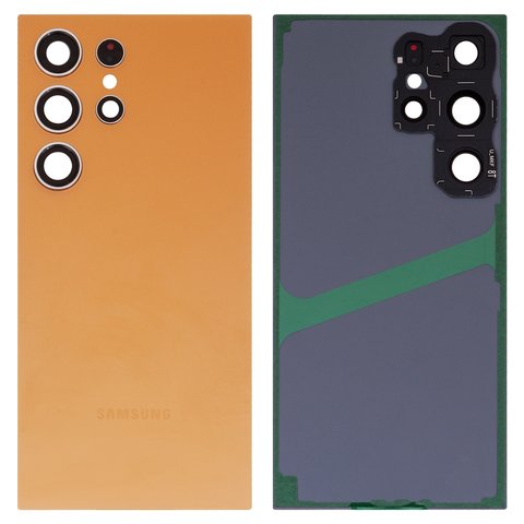 Задняя панель корпуса для Samsung S928 Galaxy S24 Ultra, оранжевая, со стеклом камеры, Original PRC , titanium orange