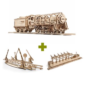 Механічний 3D-пазл UGEARS Набір 3 в 1: Локомотив + Рейки + Перон Механічний 3D-пазл UGEARS Набір 3 в 1: Локомотив + Рейки + Перон