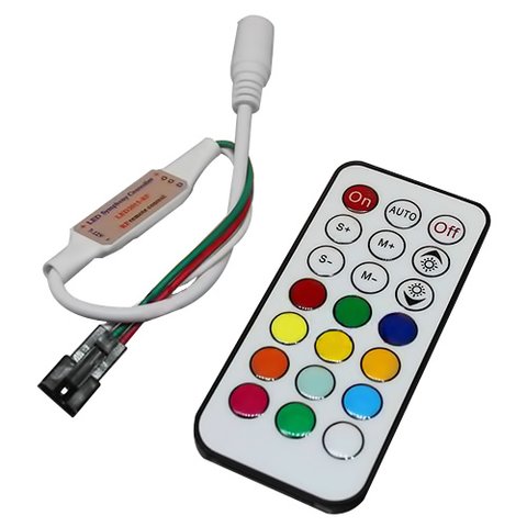 Controlador LED con control remoto IR TH2015-X-IR (RGB, WS2811, WS2812, 12 V)